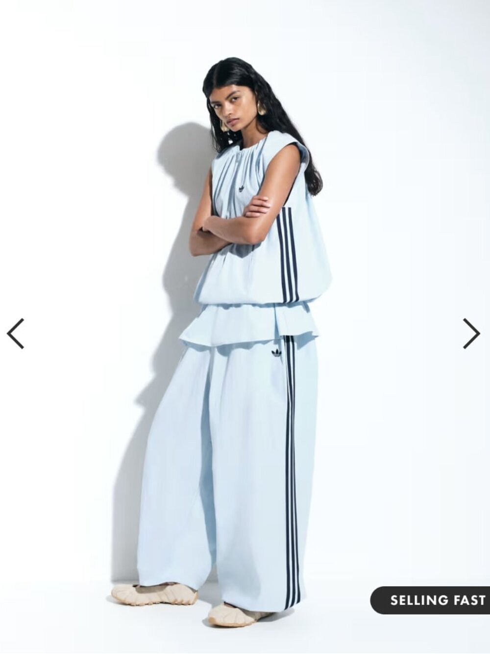 adidas Originals x ASOS women's balloon pants with skirt overlay in blue, S - Picture 1 of 8